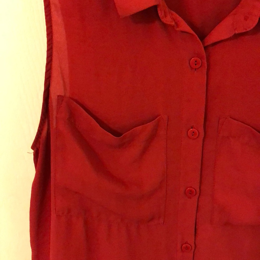 Red button down blouse - Picture 2 of 2